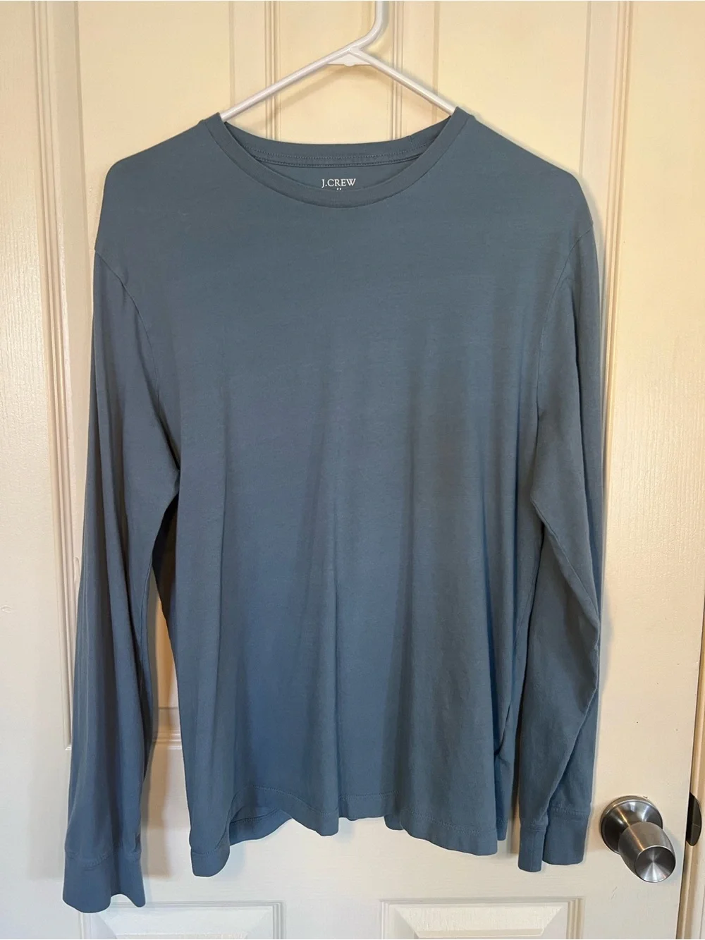 J.Crew Washed Cotton Long Sleeve Tee Blue Crewneck T-Shirt Size Large